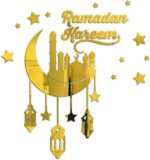 Ramadan Decoraties Voor Thuis Stickers, Eid Mubarak Decor Acryl Venster Muur Sticker, Moslim Thuis Feestdecoratie Accessoires Ornament (Goud) - Afbeelding 3