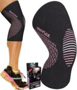 Physix Gear Maat L Roze Ligament Compressie Kniebrace (L-zwart & roze 1 stuk), Alternatief voor Kniebrace, Kniebrace voor Mannen en Vrouwen, Spiertraining Kniebrace, Patellaire Kniebrace