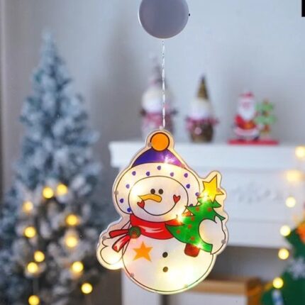 Zuignap Led Kerstverlichting merry christmas sneeuwpop