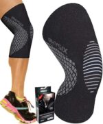 Physix Gear Maat L Zwart Kniecompressiekous voor mannen en vrouwen - Beste compressiekniebrace voor wandelen, hardlopen, sportschool, basketbal, gewichtheffen, training en sport - Kniekousen ondersteunen compressie en stabiliteit