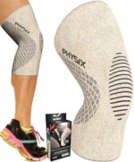 Physix Gear Maat XXL Beige Sport Sportieve kniebandage, beste HIIT-kniebeschermers voor dames en heren, antislip kniekussen, comfortabel en gemakkelijk aan te trekken, compressiekniebandage, 1 stuk, beige