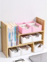 Stapelbare desktop-organizer, ladebox, vrij combineerbaar, bureau-opslag, gebruiksvoorwerpen, make-up, cosmetica, sieraden, opbergladen, elk 18,5 x 11,5 x 7 cm, wit - Afbeelding 5