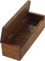 Handgemaakte Domino Game Set - Houten Decoratieve Opbergdoos Met Messing Inlay - Grootte 7.75x2x2 Inch - Afbeelding 5
