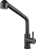 Kraan keuken, zwart, uittrekbaar, keukenkraan, uittrekbaar, van roestvrij staal, 360° draaibaar, eenhands-mengkraan, keuken, armatuur, hoge druk, wastafelarmatuur