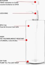 Set van 6x 0,5L pompflessen voor shampoo, herbruikbare plastic pompdispenser, zeepdispenser, lotiondispenser, lege fles voor vloeibare shampoolotions, keuken, badkamer (witte pomp) - Afbeelding 2