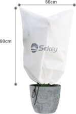 Beschermhoes 80x60cm Voor Planten 80g/m² Plantenafdekking met Trekkoord Tegen Vorst Wind en Neerslag,Potplantenzak Wit - Afbeelding 7