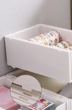 Stapelbare desktop-organizer, ladebox, vrij combineerbaar, bureau-opslag, gebruiksvoorwerpen, make-up, cosmetica, sieraden, opbergladen, elk 18,5 x 11,5 x 7 cm, wit - Afbeelding 7