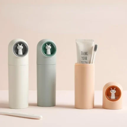 Tandenborstelkoffer Kinderen, 3-delige tandenborstelreiskoffer Draagbare tandenborstelkoffer Mondwaterbeker Reisdoos Creatieve reistandenborstelset Tandenborstelbeker voor kamperen, reizen, wandelen, thuis, B,