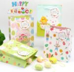 4 stuks kleine paashaas-konijn-cadeauzakjes, kleurrijke papieren zakjes voor paasmandjes, paaseieren zoeken of het geven van paascadeaus aan kinderen. - Afbeelding 6