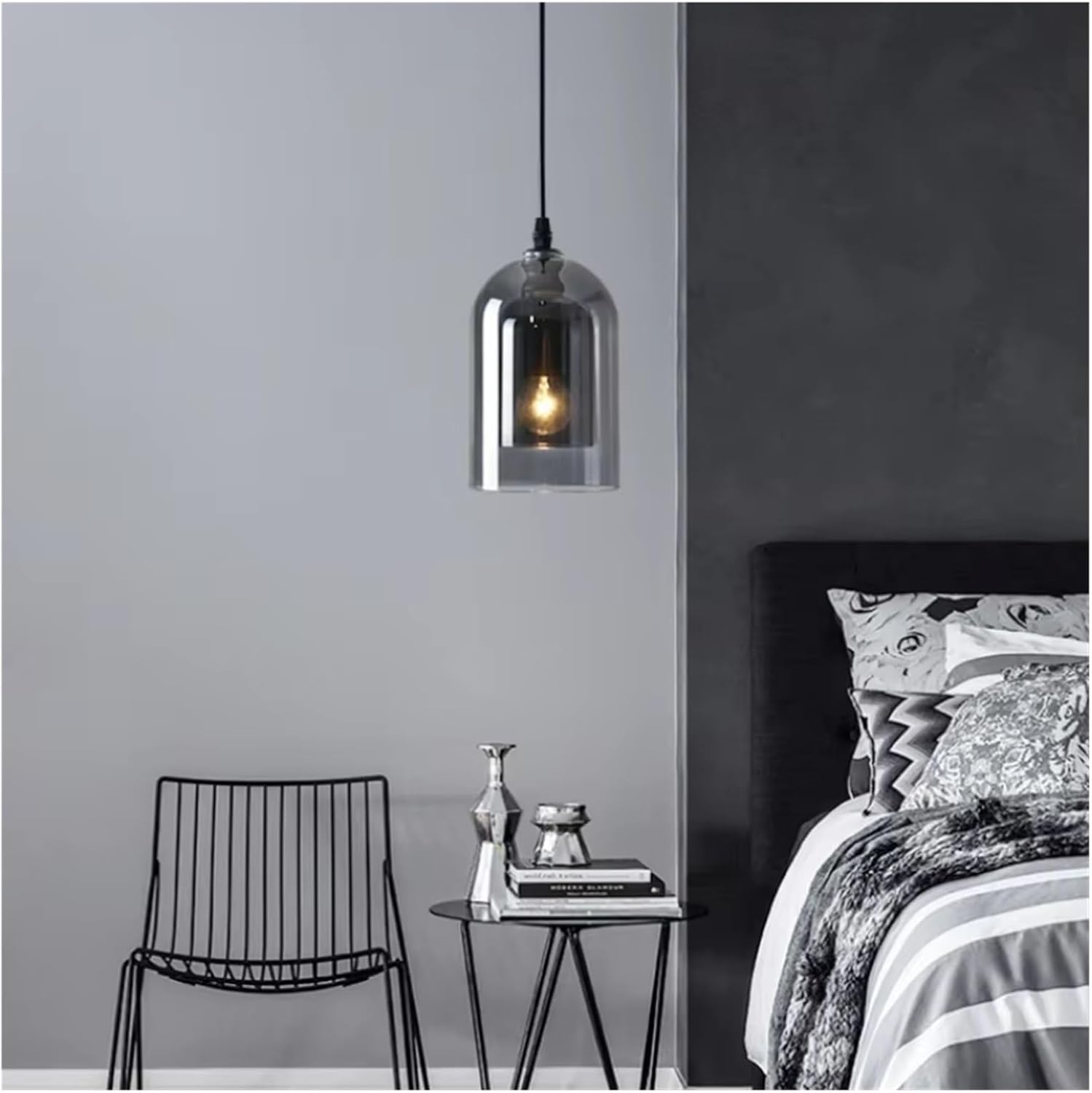 61NML4M1D1L._AC_SL1500_ Moderne glazen hanglamp rookglas - Afbeelding 1