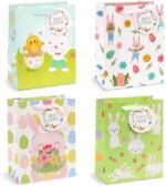 4 stuks kleine paashaas-konijn-cadeauzakjes, kleurrijke papieren zakjes voor paasmandjes, paaseieren zoeken of het geven van paascadeaus aan kinderen.