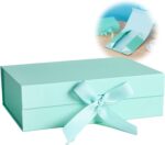 Cadeaudoos - GEWELDIGE SET - DOOS + TASSE - TIFFANY BLAUW - 26*19*8 CM - 32*11.5*28 CM - Gelamineerd Karton - mit LINT - Vouwdoos - Verpakking