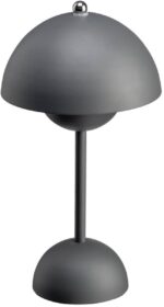 Tafellamp Louise – Grijs – Dimbaar, Draadloos & USB – Touch schakelaar – Oplaadbare Tafellamp – Tafellamp op Accu en Batterij – Bureaulamp – Tafellamp slaapkamer – Leeslamp – Nachtlampje – Tafellamp Binnen – Tafellamp voor Buiten – 30 CM - Afbeelding 2