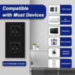 Dubbele Wandcontactdoos Zwart 16Amp Glas Schuko Stopcontacten Inbouw Contactdoos - 157 * 86Mm 250V 1 Vak - Hoge Kwaliteit - Afbeelding 4