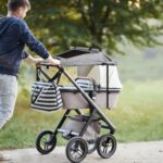 Luifel kinderwagen met uv-bescherming 50+ en waterdicht, dubbellaags stof met kijkvenster en extra brede schaduwvleugels, grijs - Afbeelding 9
