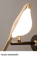 Vogel Wandlamp - Moderne Led Verlichting - 3 Licht Kleuren - Wall Decor - 1 Vogel - Draaibaar - Goud/Zwart - Wandlampen - Muurschildering Verlichting - Decoratie Verlichting - Afbeelding 2