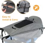 Luifel kinderwagen met uv-bescherming 50+ en waterdicht, dubbellaags stof met kijkvenster en extra brede schaduwvleugels, grijs - Afbeelding 4