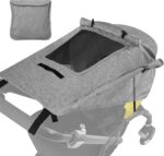 Luifel kinderwagen met uv-bescherming 50+ en waterdicht, dubbellaags stof met kijkvenster en extra brede schaduwvleugels, grijs