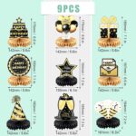 Verjaardag Honingraat Decoratie, Honingraat Centerpieces Zwart en Goud Verjaardag Tafel Toppers Tafeldecoraties 9 stuks - Afbeelding 2