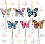 Diamant schilderij vlinders windgong zonvanger kristal knutselset 6 stuks zonvanger voor raamdecoratie hangende ambachten