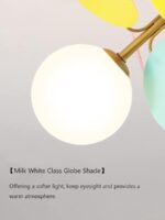 Kroonluchters met 4/6/8 lampen, dimbare hanglamp met glazen kap, E27 220V voor woonkamer, slaapkamer, restaurant, hanglampen, retro plafondlamp voor eetkamer, 47 cm/55 cm/72 cm (6 lampen) (6 lampen) - Afbeelding 3