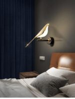 Vogel Wandlamp - Moderne Led Verlichting - 3 Licht Kleuren - Wall Decor - 1 Vogel - Draaibaar - Goud/Zwart - Wandlampen - Muurschildering Verlichting - Decoratie Verlichting