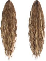 Paardenstaart Extensions met Koord Lang As Blond Krullend Golvend Haarextensies Paardenstaartverlenging Synthetische Haarstukken Trekkoord Haarverlenging voor Vrouwen, 65 cm - Afbeelding 2