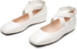 DREAM PAIRS Dames ballerina's, comfortabele instapschoenen met vierkante neus en elastische enkelbandjes - maat 40