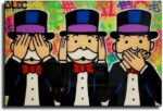 graffiti-canvasposter van het personage Monopoly Man - 50 x 75 cm