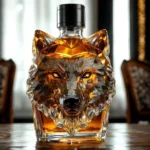 Wolf hoofdvormige wijn whisky -karaf
