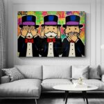 graffiti-canvasposter van het personage Monopoly Man - 50 x 75 cm - Afbeelding 2