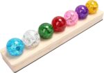7 Kleurige Kristallen Ballen met Houten Basis - Chakra Kristalbal - Afbeelding 2