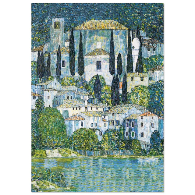 07040e8ae1574ca6be69ea86a1f3b4e4_0877053f-748d-40ab-be2a-44f10bfa5fa0 Artfulprints Gustav Klimt - Church in Cassone Schilderen op nummer - 50x70 cm - Afbeelding 1