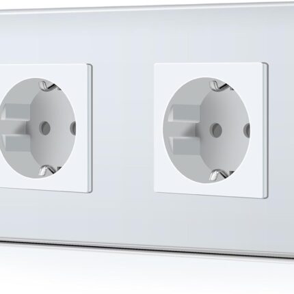 Dubbele Wandcontactdoos Wit 16Amp Glas Schuko Stopcontacten Inbouw Contactdoos - 157 * 86Mm 250V 1 Vak - Hoge Kwaliteit (kopie)