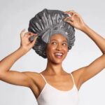 Kitsch Verstelbare oversized Satijnen Grijze Slaapmuts Bonnet