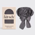 Kitsch Verstelbare oversized Satijnen Grijze Slaapmuts Bonnet - Afbeelding 2