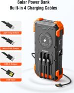 Zonne-energie powerbank, 42800mAh draagbare oplader met USB-C in/uitgang, QC3.0 snelladen 15W, 4 poorten, outdoor accupack met ingebouwde dubbele LED-zaklampen - Afbeelding 2