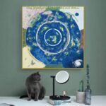 Platte Aarde Kaart, Wereld Voorbij het IJs 75x75cm zonder lijst - Afbeelding 2