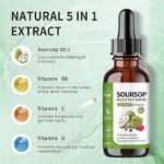 Vloeibare soursop | soursopgraviola-bladextractdruppels, biologische soursopmultivitaminedruppels voor celondersteuning, immuunsysteem en ontspanning - Afbeelding 3