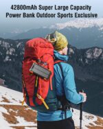 Zonne-energie powerbank, 42800mAh draagbare oplader met USB-C in/uitgang, QC3.0 snelladen 15W, 4 poorten, outdoor accupack met ingebouwde dubbele LED-zaklampen - Afbeelding 6