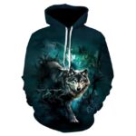 wilde wolf print casual stijl hoodie + broek 3D printen heren en dames - Maat XL