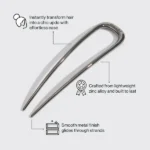 Kitsch - Metalen Franse haarspeld van hematiet - Afbeelding 3