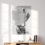 Ski Jump Over Car Vintage canvas poster met lijst, decoratief schilderij - 40 x 60 - Afbeelding 2