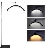 Moonlight Lamp - Maan Lamp - Stalamp Salon - Salon Verlichting - Wimperstylist Lamp - Behandel Lamp - Met Telefoonhouder - Dimbaar - Zwart - 180 cm