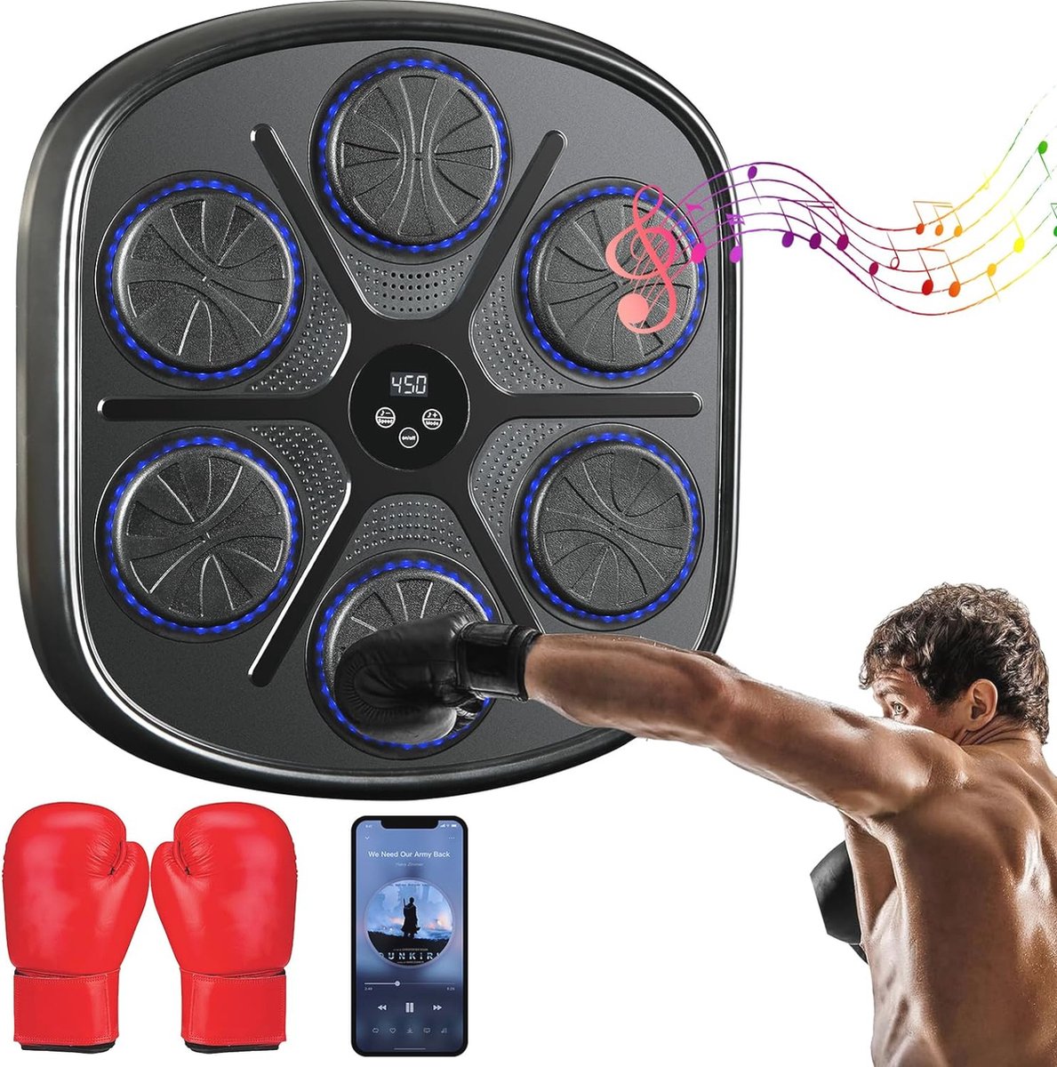 1189x1200 Muziek Boksmachine met Bluetooth | 9 Snelheidsmodi voor Stressvermindering en Training - Afbeelding 1