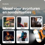 Noodradio solar & opwindbaar – 5000 mAh powerbank – Led zaklamp & leeslamp – Bluetooth – SOS alarm 115 dB – Waterdicht IPX5 – USB-C – Voor camping, stroomuitval & noodpakket – Oranje – Thousandtravelmiles - Afbeelding 7
