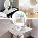 Wattenschijfjeshouder, 4 stuks wattenstaafjeshouder, acryl organizer, badkamer jerrycan opslag, wattenstaafjes opslag, wattenschijfdispenser voor cosmetica, wattenballen, wattenstaafjes. - Afbeelding 6
