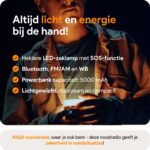 Noodradio solar & opwindbaar – 5000 mAh powerbank – Led zaklamp & leeslamp – Bluetooth – SOS alarm 115 dB – Waterdicht IPX5 – USB-C – Voor camping, stroomuitval & noodpakket – Oranje – Thousandtravelmiles - Afbeelding 8