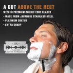 Scheermes voor Heren - Dubbelzijdig en Roestvrijstalen Natscheermes met 10 Scheermesjes - Afbeelding 4