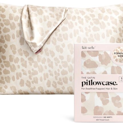 Kitsch Satijnen kussensloop met rits voor haar en huid, zachter-dan-zijden, verkoelende, gladde satijnen kussenslopen, kingsize, machinewasbaar, kreukvrij, kingsize 48,3 x 91 cm, champagnekleurig